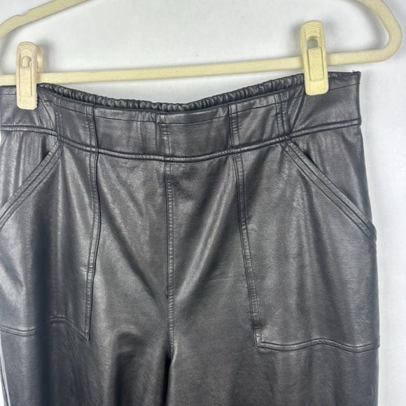 Spanx Womens Faux Leather Jogger Pants Black Size Large Pull On Elastic Waist - Picture 4 of 7
